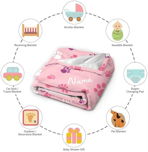 Personalized Puppy Name Blanket, Custom Dog Paw Name Truck Blankets, Gift for Girls Personalized Puppy Name Lover, 40"x50" Soft Lightweight Plush Throw Blanket for Couch Bed Sofa Decoration - Image 7