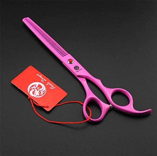 Purple Dragon 7.0 inch Dog Grooming Scissors Set with Silencer - Pink | 4PCS Pet Grooming Shears Kit with Straight, Curved, Thinning Blade, Comfortable Grip, Japanese 440C Steel, Gift for Groomers