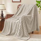 BEDELITE 3D Checked Linen Fleece Throw Blanket for Couch, 50x70 Inch by BEDELITE
