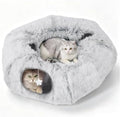 Cat Tunnel Bed for Indoor Cats, Zipper-Style Warm Soft Cat Donut Tunnel Toy by Zuqqony
