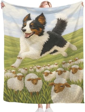 Border Collie Blanket for Girls Women Adults Kids Soft Cozy Fleece Collites Pet Print Throw Blankets Dog Lovers Gifts Warm Flannel Plush Lightweight Decor for Couch Bed Sofa 80"X60" - Image 5