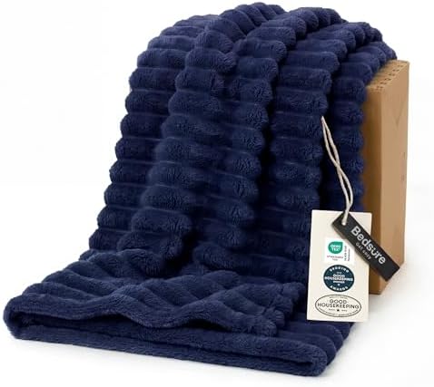 Bedsure Soft Twin Blanket for Bed Decor Gifts Navy Blue 60"x80" by BEDSURE