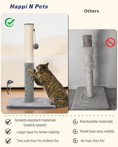 Happi N Pets Tall Cat Scratching Post, Large Cat Scratchers for Indoor Cats - Image 4