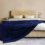 Fleece Plush Throw Blanket Navy Blue 90"x90"for Couch Fuzzy Cozy Flannel by JIAHANNHA