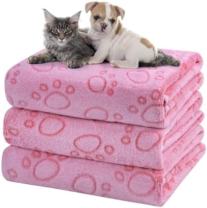 Dono 1 Pack 3 Dog Blankets for Small Dogs, Soft Fluffy Paw Print Pattern Fleece Pet Blanket Warm Sleep Mat, Puppy Kitten Blanket Doggy Mat for Dog Cat Kitten Doggy -23*16in (S(23*16"), Brown Bone) by Dono