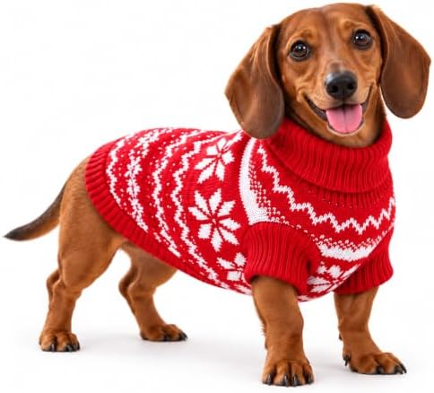 Dog Sweater for Small Dogs Girl Boy Winter, Dog Clothes, Red, M by Retreon-DogClothingCollection