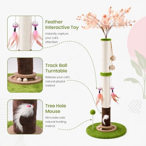 Flower Cat Scratching Post, 45 Inch Scratching Post for Indoor Cat Adults - Image 4