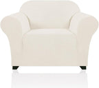 Stretch Armchair Covers for Chairs Slipcovers for Living Room Couch Covers for Chair Protectors Cover for Dogs/Pets/Kids, Feature Checks Pattern Jacquard Bouncy, Thick and Soft, Cream