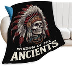 Native American Blanket for Girls Women Boys Men Adults Kids Soft Cozy Fleece Indian Skull Throw Blankets Gifts Warm Flannel Plush Lightweight Decor for Couch Bed Sofa 60"X50" - Image 2