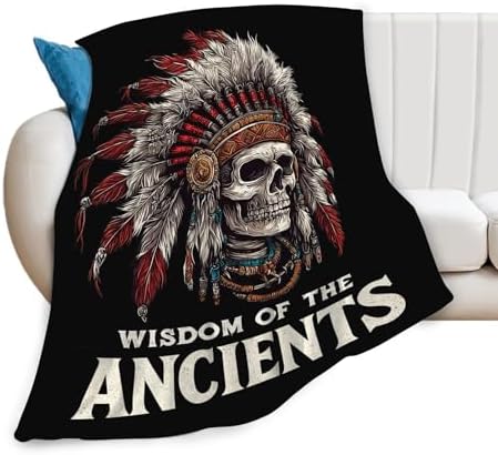 Native American Blanket for Girls Women Boys Men Adults Kids Soft Cozy Fleece Indian Skull Throw Blankets Gifts Warm Flannel Plush Lightweight Decor for Couch Bed Sofa 80"X60" - Image 2
