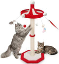 Carousel Cat Scratching Post, 39" Tall Cat Scratcher with Hanging Cat Toys by Casremee