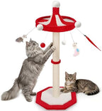 Carousel Cat Scratching Post, 39" Tall Cat Scratcher with Hanging Cat Toys by Casremee