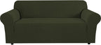 H.VERSAILTEX Stretch Couch Covers for Sofa 1 Piece Slipcovers for Couches and Sofas 3 Seater Couch Cover Feature Thick Checked Jacquard Fabric with Elastic Bottom(Sofa 72"-88" Wide, Olive)