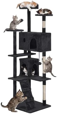 FDW | 70" Cat Tree Tower | Dark Gray | Multi-Level Indoor Activity Center by FDW