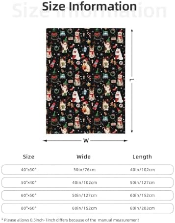 Christmas Cats Fuzzy Fleece Blanket, Soft Cozy Throw Blankets for Couch, Bed, Sofa, for Boys Girls Kids, Cat Lovers 50"x40" - Image 5