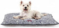 Berkshire Peanuts® Square Dog Bed, Suedemink Fleece Pet Mat with Waterproof & Non-Slip Bottom, Soft Plush Dog Mat for Crate, Couch, or Floor, Machine Washable(Poses & Paws Chateau Grey, Medium) by BerkshireHomeCompany
