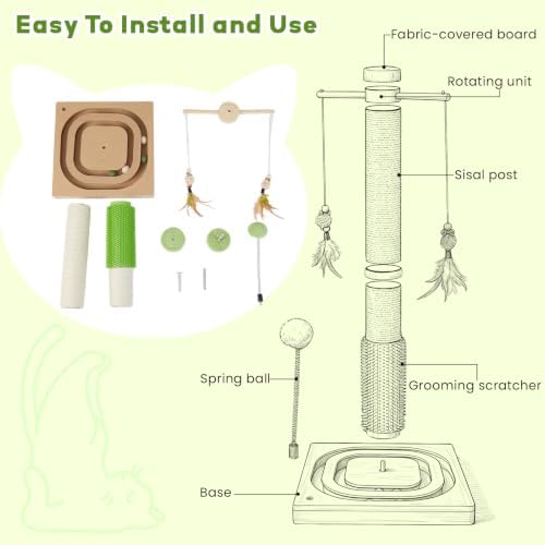 Cat Scratching Post with Stable Square Base for Indoor Small Cats&Kitten - Image 7