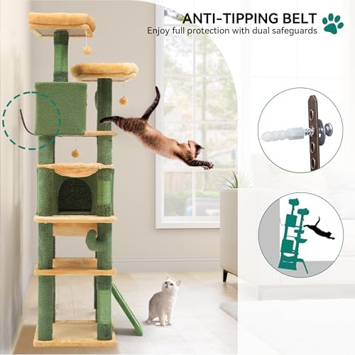 YITAHOME 193 cm Tall Cactus Cat Tower for Large Cats - Image 4