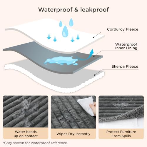 Bedsure ComfyFleece® Waterproof Blanket for Bed, Twin（60"x80"）Cream - Image 4