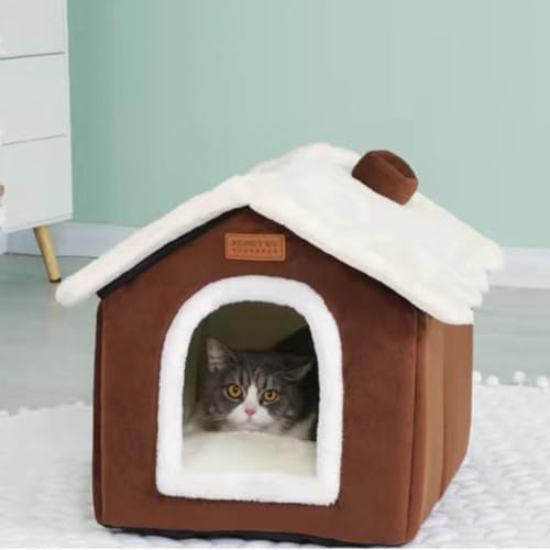 Christmas Cat Tent Cat Bed Cave (Coffee, M(18.1 X 14.6 X 15.7 Inch)) - Image 2