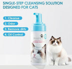 Mooncat Long Hair Cat Shampoo & Grooming Brush Set — Waterless, No Rinse | No bathtub needed, Mousse loosens dirt, Brush removes fur & dander, Detangles mats, Fresh scent, Kitten safe 8+ weeks