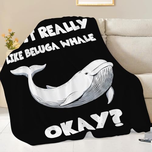 Beluga Whale Blanket for Girls Women Boys Men Adults Kids Soft Cozy Fleece Ocean White Whale Throw Blankets Gifts Warm Flannel Plush Lightweight Decor for Couch Bed Sofa 80"X60" - Image 5