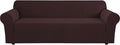 H.VERSAILTEX Stretch Oversized Sofa Cover 1 Piece Sofa Slipcovers for Living Room Feature Thick Checked Jacquard Fabric with Elastic Bottom, Sofa X-Large - Chocolate