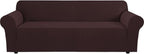 H.VERSAILTEX Stretch Oversized Sofa Cover 1 Piece Sofa Slipcovers for Living Room Feature Thick Checked Jacquard Fabric with Elastic Bottom, Sofa X-Large - Chocolate