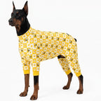 Dog Soft Onesie Pajamas for Large Dogs, All-Season Yellow Bee Print by WelcometothePAWPRINTPAL