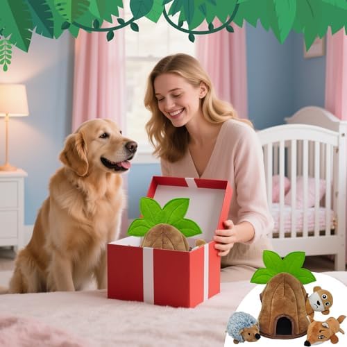 Squeaky Dog Toys, Stuffed Large Dog Toys to Keep Them Busy, Interactive Plush Chew Toys with Crinkle Paper, Tough Pet Animal Toys for Small Medium Large (4 Pack) - Image 7