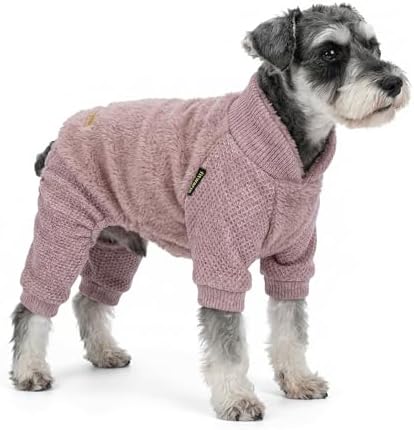 Fitwarm Collared Neck Fleece Dog Pajamas, Thermal Winter Clothes for Small Dogs Girl, Cozy Pet Outfit, Pale Violet Red, Large - Image 3