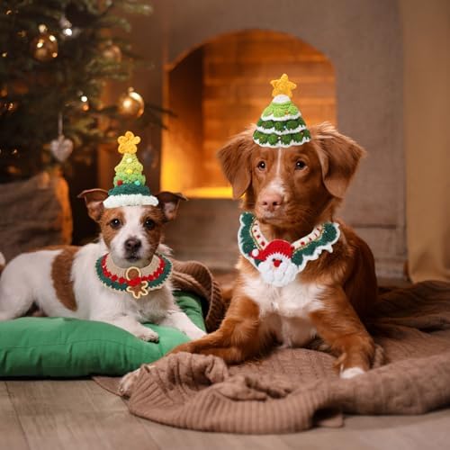 Geyoga 4 Pcs Pet Christmas Costume Suit Gift for Cat Dog, Cute Design - Image 6