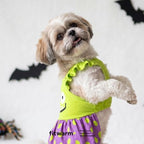 Fitwarm Monster Ruffle Dog Dress, Spooky Halloween Costumes for Small Girl Dogs, Funny Pet Outfit, Green, Purple, Large - Image 3