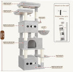 Gitelsnour Cat Tree, 71.6'' Tall Cat Tower with 3 Large Cat Condos, GCT800W - Image 4