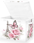Bolaz Bow Flower Eiffel Tower Storage Bins with Lids and Handles, Foldable Storage Box Storage Basket with Cover Collapsible Organizer Containers for Home Closet, Shelves by Unknown