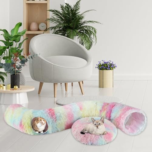 Christmas Tree Cat Tunnel Bed with Middle Mat, Cat Donut Tunnel - Image 6