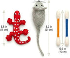 Glaciart One Wool Cat Toy Set with Catnip | Interactive Cat Toys for Play, Exercise & Boredom Relief | Mouse, Lizard & Swabs - Image 3