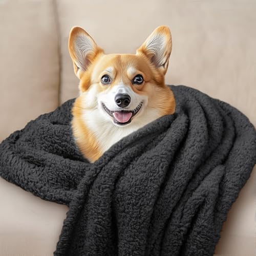 1 Pack 3 Calming Blankets Fluffy Premium Fleece Pet Blanket Soft Sherpa Throw for Dog Puppy Cat Black Medium (30“x20'') - Image 6