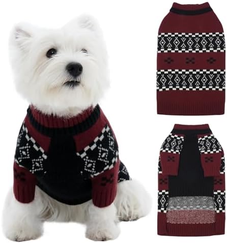 ROZKITCH Dog Sweaters for Medium Dogs Girl Boy, Thick Knit Dog Sweater, Heavy Winter Coat for Small Breeds, Turtleneck Pullover for Medium Dogs DarkRed L by ROZKITCH