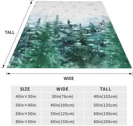 Xmas Blanket Watercolor Pine Tree Forest, Christmas Soft Cozy Flannel Blanket, Winter Snowflake Snowy Lightweight Throw Blanket for Home Party Bed Sofa Couch, 50" x 60" - Image 7