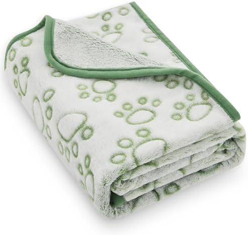 Green Throw Dog Blanket for Puppy Gifts, Dog Stuff Used for Pet Beds, Washable Soft Puppy Essentials Accesssories by STUFFED