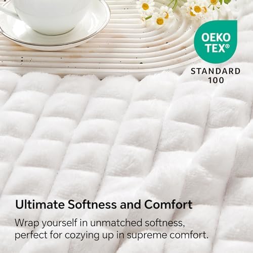 BEDELITE White Fleece Twin Blanket for Couch Dorm Room Decor, 60x80 Inch - Image 6