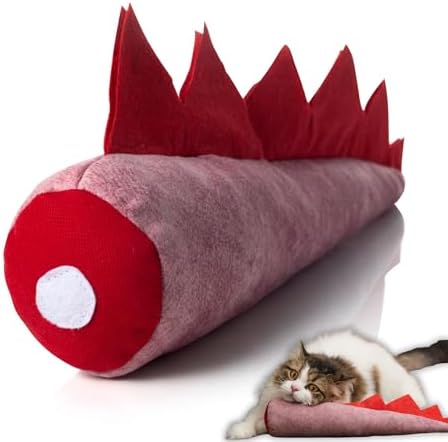 pawdaz Large Cat Toy Dino, Catnip Matatabi Silvervine Filled Help Relief Stress Interactive Indoor Cat Kicker with Bell and Smell(Pink) by pawdaz