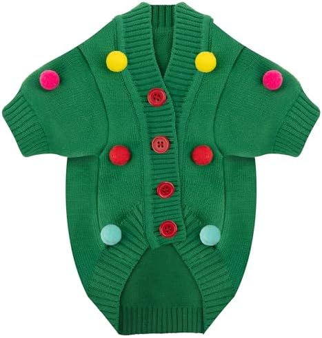 Dog Christmas Sweater Red Plaid Cardigans Dog Christmas Outfit Soft Warm Knitted Pet Clothes Cold Weather Puppy Clothes for Small Medium Large Dogs Cats - Image 6