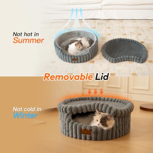 CHEERPALS Cloud Cat Cave Bed for Indoor Cats Hooded Bed with Zipper((Grey) - Image 3