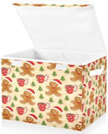 Bolaz Gingerbread Man Holiday Pattern with Christmas Trees and Mugs Storage Bins with Lids and Handles, Storage Box Basket with Cover Collapsible Organizer Containers for Home Closet, Shelves by Unknown
