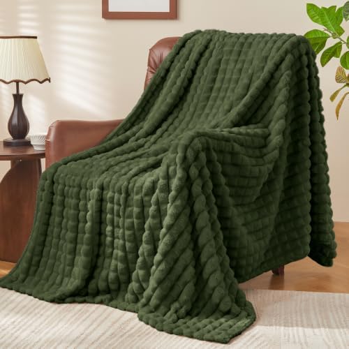 BEDELITE Olive Green Fleece Twin Blanket for Couch Dorm Room Decor, 60"x80" by BEDELITE