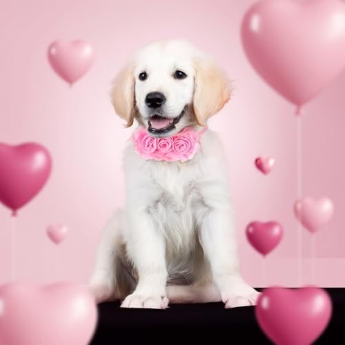 50 Pcs Dog Collar Flowers Pink Flower Dog Bows - Image 6