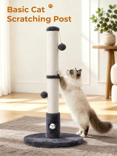 Woochpet Funny Cat Scratching Posts Sturdy Scratcher Posts 33'' Grey - Image 4