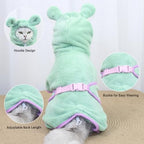 Pet Bathrobe for Dog Cat Absorbently Quick Drying Coat Cute Dogs Bath Towel Hooded Robe Adjustable Collar & Belly Strap for Pool Beach (Purple, Medium) - Image 4